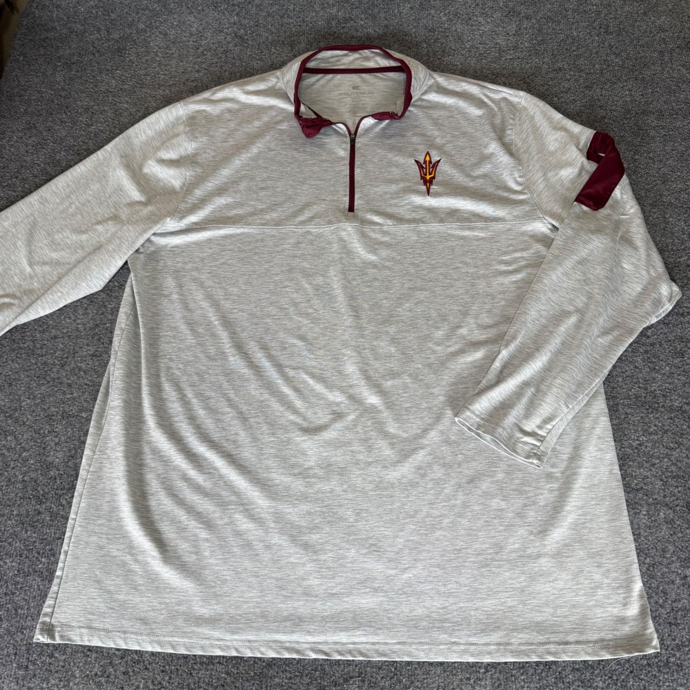 Arizona State Sun Devils Pullover 1/4 Zip Shirt Mens 3XLT‎ Gray ASU Athletic Top